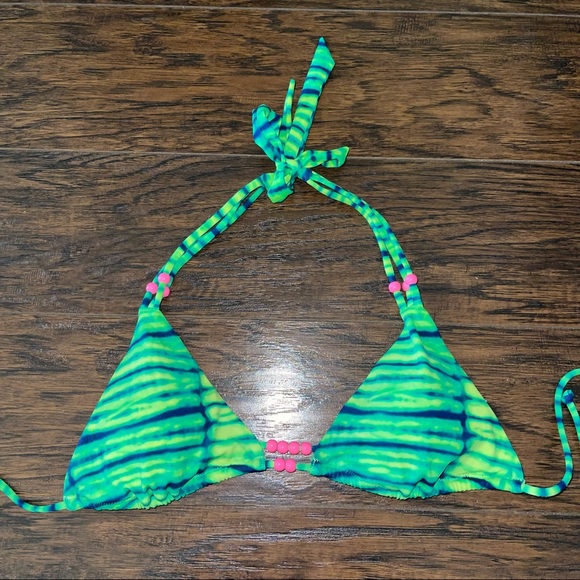 Victoria's Secret tie dye pink beaded bikini small swim top - Picture 3 of 5